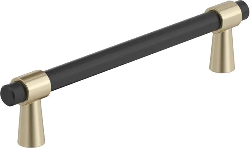 Vista 12 de Amerock BP37385FBG10 Mango de gabinete negro mate/níquel satinado Mango de gabinete de 3 pulgadas (76 mm) de centro a centro Mergence