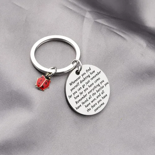 Vista 3 de TIIMG Llavero inspirador de mariquita, regalos para amantes de la buena suerte, regalos para amigas, mejores amigas