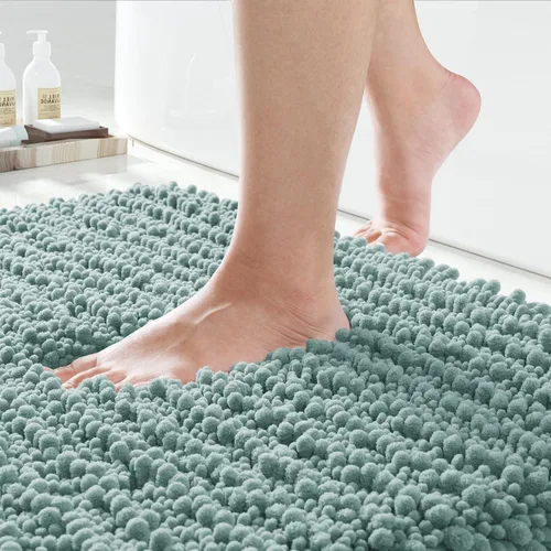 Vista 15 de Yimobra Alfombras de Baño Antideslizantes Lavables - Alfombra de Baño de Chenilla Ultra Suave Absorbente, Alfombra Peluda de Secado Rápido para Negro
