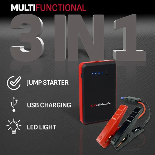 Vista 3 de Schumacher Electric 800 Ampios Pico 12V Arrancador Portátil de Batería de Coche de Litio y Paquete de Energía - Caja de Arranque de Iones de Litio