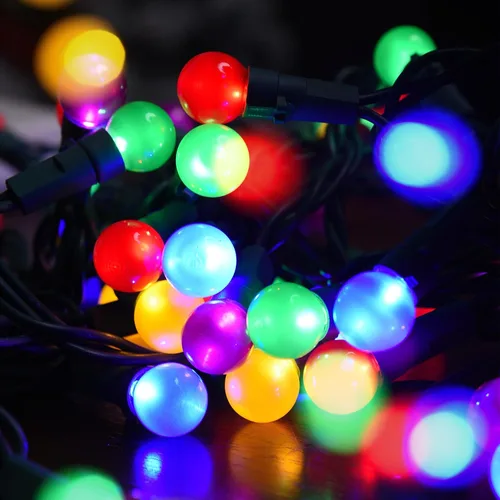 Vista 7 de Cadena de luces de Navidad al aire libre de 19 pies con 70 LED, luces de árbol de Navidad tipo globo con bombillas de cristal perlado, certificadas