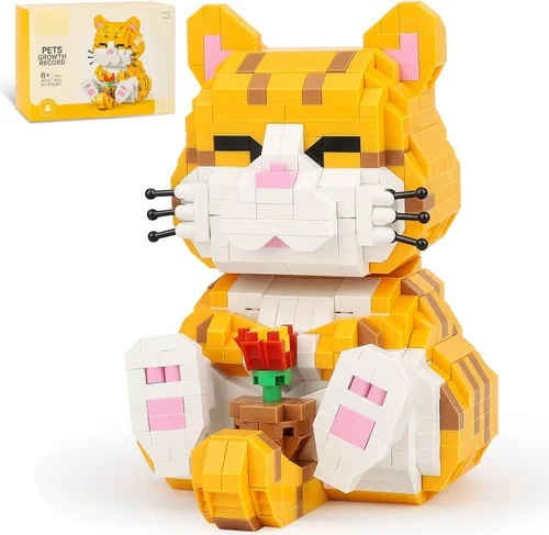 Vista 15 de Lindo kit de bloques de construcción micro mini de animales, ladrillos mini azules de gato para juguetes de construcción para adultos, niños