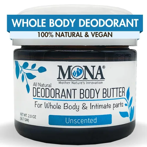 Vista 10 de MONA Desodorante natural para todo el cuerpo y partes íntimas, crema desodorante para mujeres, hombres y adolescentes, sin aluminio, bicarbonato