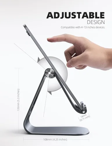 Vista 5 de Soporte ajustable para ipad, soporte para tableta Lamicall, Gris espacial