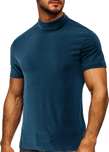 Vista 13 de Camisas térmicas de manga larga/corta para hombre, cuello alto, ajustadas, para hombre Estilo1-caqui