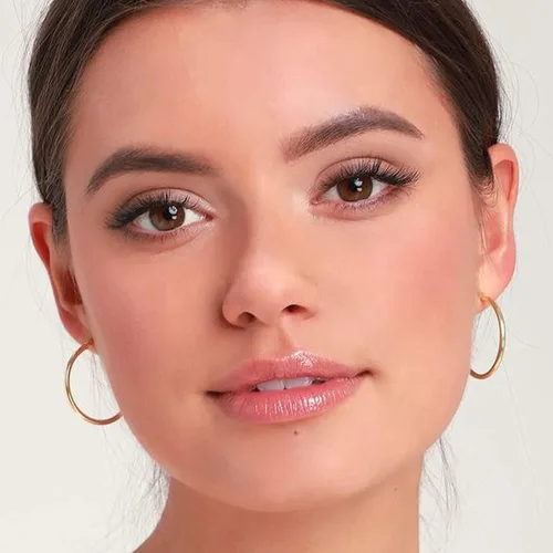 Vista 2 de Aretes de aro de oro para mujer chapados en oro real de 14 quilates con poste de plata de ley 925 Dorado