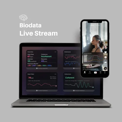 Vista 3 de Tiempo de flujo: diadema de meditación biosensing con sensores de frecuencia cardíaca y ondas cerebrales para lograr una atención plena más fácil