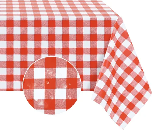 Vista 15 de Romanstile Mantel rectangular de vinilo, 100% impermeable, mantel de plástico a cuadros de búfalo, resistente y lavable para exteriores, campamento