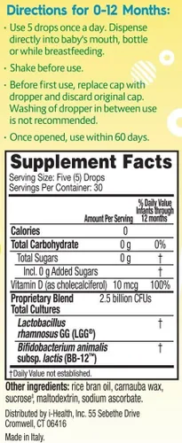 Vista 2 de Culturelle Gotas de probióticos y vitamina D para bebés y apoyo digestivo que ayudan a apoyar la salud inmunológica y digestiva y huesos fuertes*