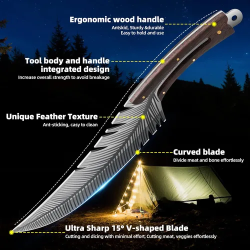 Vista 2 de Cuchillos de chef profesionales, cuchillo de deshuesado de plumas afiladas con vaina, cuchillo de chef de acero de alto carbono, cuchillo