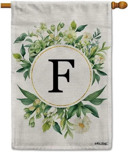 Vista 51 de Monogram Initial Letter P House Flag Flower Wreath Simple Style Letter Flag 28x40 Inch Vertical Double Sided for Outdoor Yard Decor