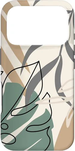 Vista 30 de Funda abstracta minimalista exótica para iPhone 16 Tropical Botanical Beige Brown