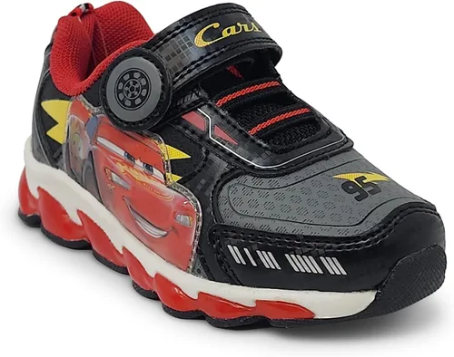 Vista 5 de Disney Cars Boy's Lighted Athletic Sneaker Lightning McQueen Light Up Shoes Children WAdjustable Strap