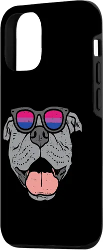 Vista 2 de Funda para iPhone 14 Pitbull Dog LGBTQ Bisexual Flag Gay Pride Ally Bi Dog Lover