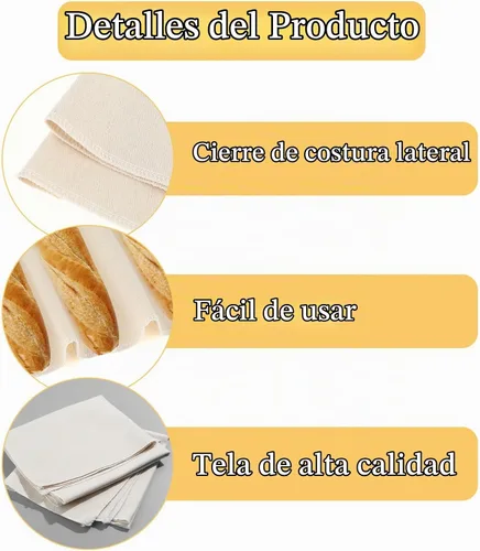 Vista 3 de 2 piezas de paño para preparar pan de 14x18 pulgadas de lino, paño para preparar pan reutilizable, paño grueso para hornear pan para masa