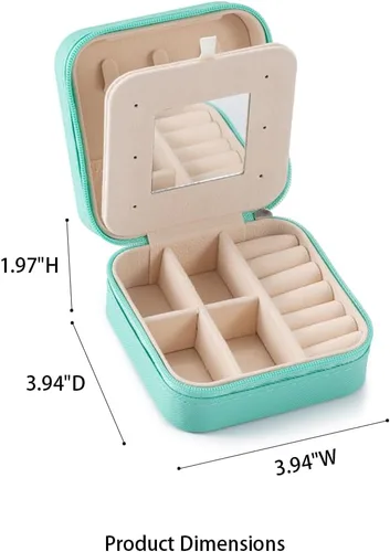 Vista 6 de Pequeño joyero de viaje portátil, organizador de joyas de viaje, soporte portátil de almacenamiento de joyas para anillos, aretes, collares, regalos