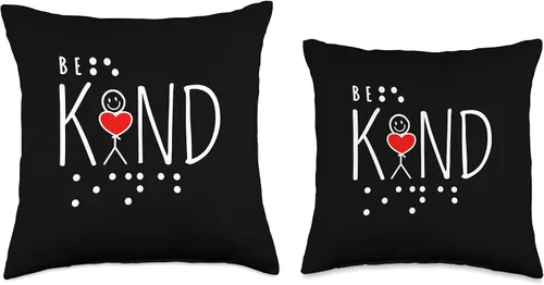 Vista 3 de Gifts For The Blind See Be Kind World Braille Day Be Kind Blind Awareness Braille - Almohada de 18 x 18 pulgadas, multicolor