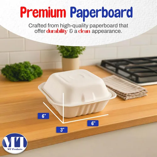 Vista 2 de MT Products White Cake Slice Contenedor de 6 x 6 x 3 pulgadas, contenedor desechable para alimentos, paquete de 30