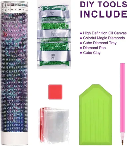 Vista 7 de Kits de arte de diamante para adultos principiantes, modernos kits de pintura de diamante con lunares de leopardo 5D, gemas y manualidades DIY