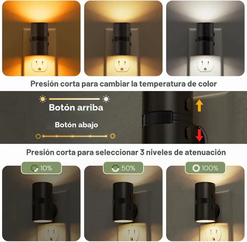 Vista 3 de L LOHAS LED Luz nocturna con sensor de movimiento, mini luces nocturnas activadas por movimiento, enchufar a la pared, luz giratoria con sensor
