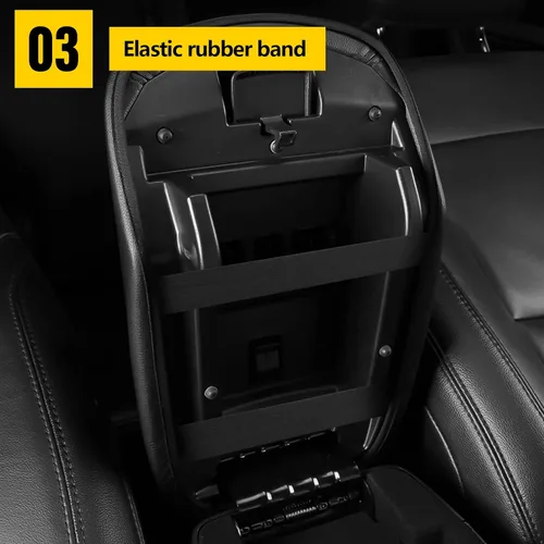 Vista 4 de AOMSAZTO Fundas de consola para Ford Explorer 2020-2022 de cuero negro con costuras negras