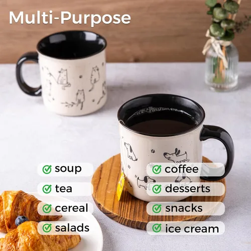 Vista 5 de AmorArc Juego de 2 tazas de café de cerámica grandes de 22 onzas, tazas de gran tamaño con mango grande para hombres, mujeres, papá, mamá, taza