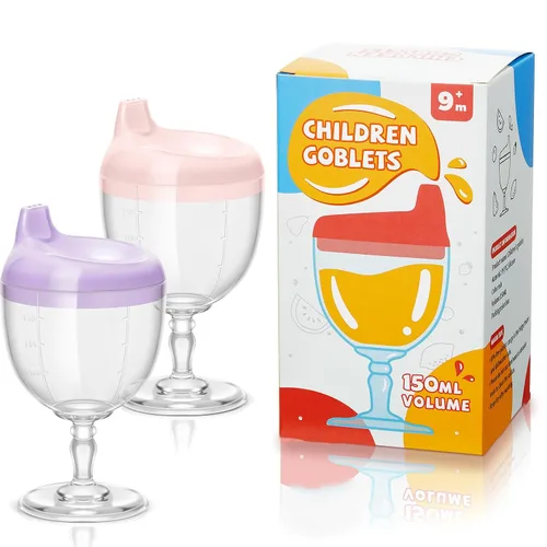 Vista 16 de Irenare 1 Pieza Taza Sippy de Vino para Bebé Copa de Plástico Copa Goblet Sin Derrames Vaso de Vino para Bebé Copa Sippy Goblet para Bebé Taza