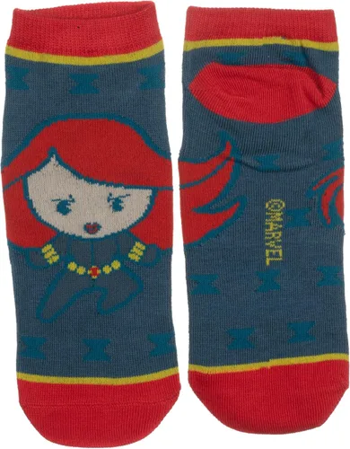 Vista 6 de Marvel Comics The Avengers Chibi - Paquete de 6 calcetines tobilleros para mujer Negro M