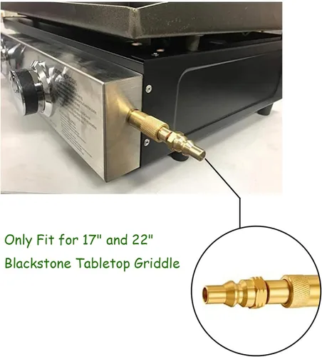 Vista 4 de Propane Straight Adapter with 1/4 inch RV Quick Connect Fitting Fit for Blackstone Tabletop Griddle 17 Inch and 22 Inch