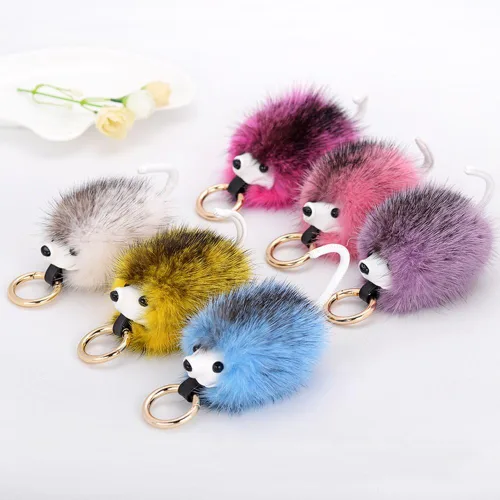 Vista 6 de Toim Cute Fur Llavero de peluche con forma de erizo Animal Llavero Car & bolsa accesorio, ideal Ornamento colgante para bolso, teléfono celular