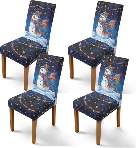 Vista 46 de Rnyleeg Juego de 1 fundas navideñas para sillas de comedor, color azul oscuro, fundas protectoras extraíbles y lavables para sillas de cocina