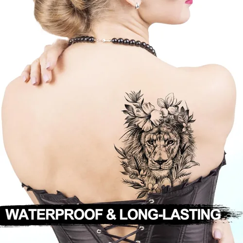 Vista 2 de Kotbs 6 hojas de tatuajes temporales realistas de animales realistas para hombres y mujeres, calcomanías de tatuaje impermeables para adolescentes