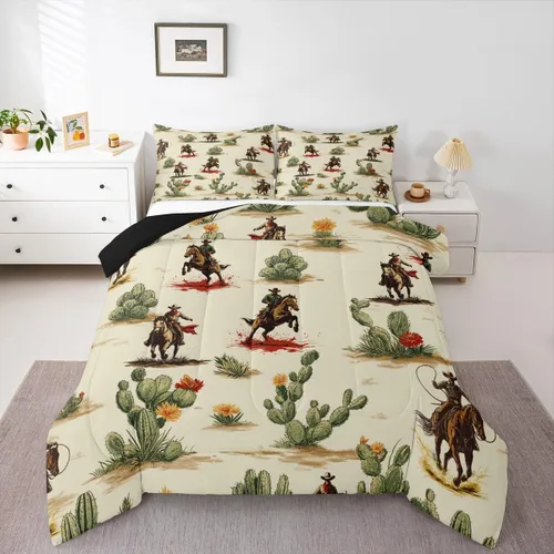 Vista 22 de Ropa de cama con estampado de vaca marrón tamaño individual, juego de edredón rústico de piel de vaca con calavera de vaca, relleno de edredón