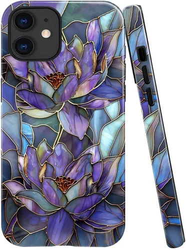 Vista 34 de Funda TnXee Compatible con iPhone 11, Funda Híbrida de 2 Capas de Prevención de Caídas con Arte Floral Colorido para Niñas y Niños