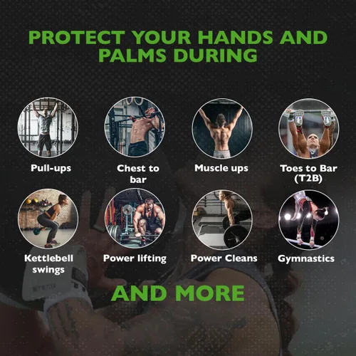 Vista 5 de Bear KompleX 3 Hole Pinnacle Hand Grips for Workouts, Pull-ups, Weightlifting, WOD Gymnastics, Crosstraining Palm Grips with Wrist Wraps, Hand
