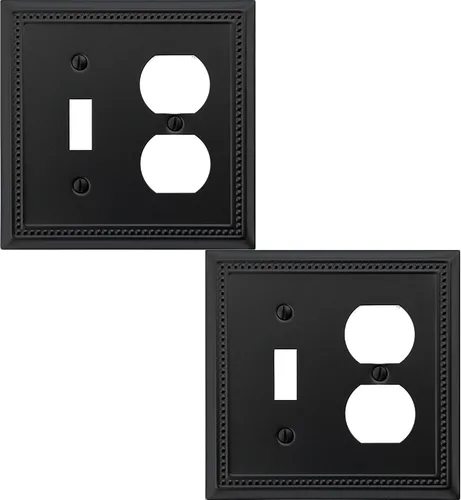 Vista 15 de OKAWYC Belaire - Cubierta para interruptor de luz de decoración individual, placa de pared de metal con cuentas, paquete de 4 unidades de bronce