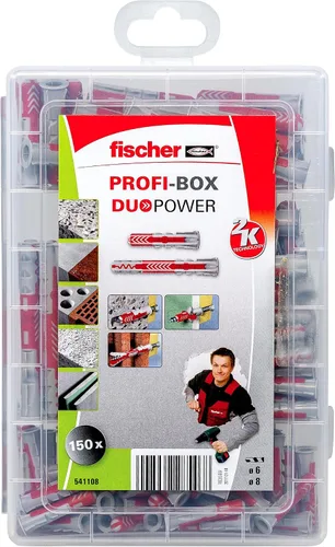 Vista 2 de fischer 541108 PROFIbox DUOPOWER Caja Surtido Taco, rojo y Gris, Sin tornillo