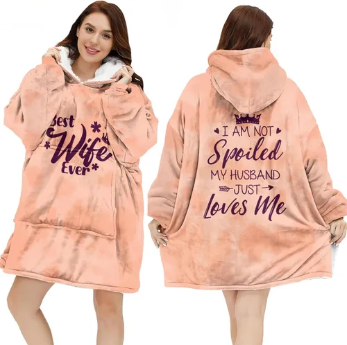 Vista 8 de Warmstorey Wearable Blanket Hoodie For Mom Wife - Best Wife Ever Hoodie From Husband Daughter Son - Birthday Mothers Day Gift