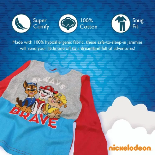 Vista 3 de Nickelodeon Boys' Paw Patrol 6-Piece Snug-fit Cotton Pajamas Set