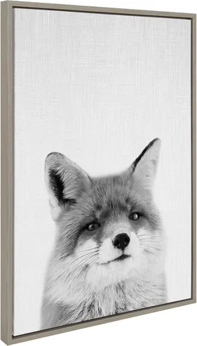 Vista 5 de Kate and Laurel Lienzo enmarcado de Sylvie Fox por Simon Te of Tai Prints; 23 x 33 pulgadas, gris; impresión decorativa de animales para pared