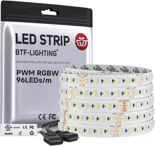 Vista 17 de BTF-LIGHTING RGBW LED Strip Cool White 16.4ft 60LED DC12V UL Listed IP30 RGB+blanco frío