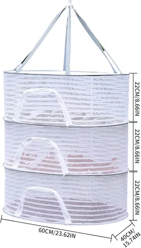 Vista 2 de Rejilla de secado de hierbas, red plegable de malla con cremallera, red de secado de alimentos para secar suéter para secar semillas, hierbas, 3