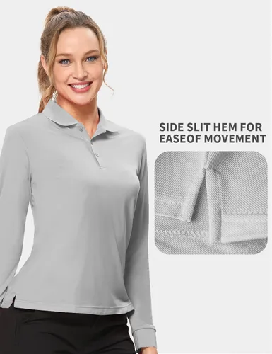 Vista 3 de Hiverlay Polo Shirts for Women Golf Shirts UPF 50+ Long Sleeve Shirt Collared