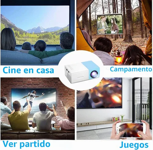 Vista 4 de Mini proyector, proyector de película portátil Full HD de 1080P con múltiples puertos, defiende la fuerza visual débil de la luz, diseño compacto
