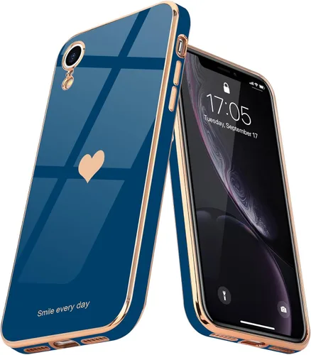 Vista 10 de Teageo Funda compatible con iPhone Xr para mujeres niñas lindo corazón de amor lujoso brillante chapado cubierta trasera suave protección completa