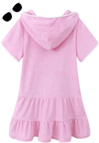 Vista 2 de LUCKYGAL Pareo de natación para niñas con cierre de cremallera para traje de baño con gafas de sol