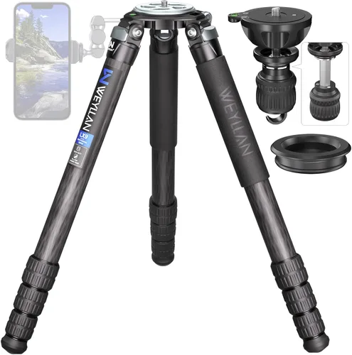 Vista 9 de Trípode horizontal de fibra de carbono WEYLLAN LX9 Trípode resistente para cámara, trípode de cámara profesional superior con brazo de extensión