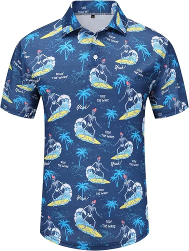 Vista 14 de Camisas de golf para hombre, Dry Fit, camisa de golf de manga corta, divertidas camisas polo de golf