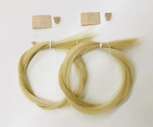Vista 10 de MI&VI Pelo clásico de caballo mongol para arcos de violín y viola - Sin blanquear, blanco 29.5 pulgadas (1 madeja, preparado, incluye tapón y cuña)
