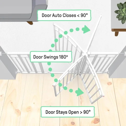 Vista 8 de Ingenuity Puerta decorativa extra alta para bebé y puerta para perro, 28.5-48 pulgadas de ancho, 36 pulgadas de alto, montaje de hardware o a Blanco